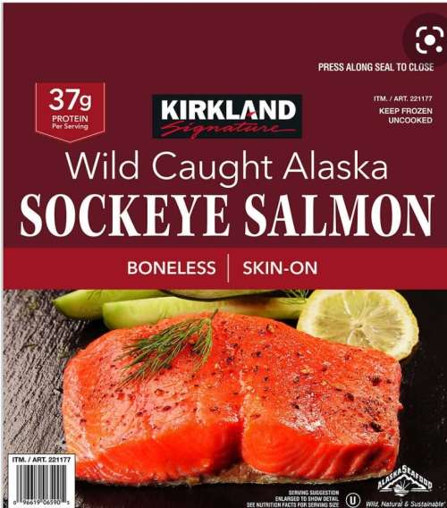 Kirkland Signature Wild Sockey Salmon Fillet Previously Frozen 