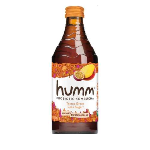 HUMM KOMBUCHA ORGANIC LESS SUGAR MANGO/PASSION FRUIT 6/14 OZ