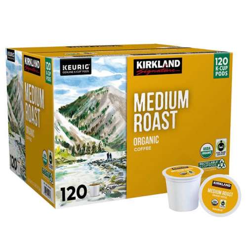 KIRKLAND SIGNATURE MEDIAM ROAST ORGANIC & RECYCLABLE 120 COUNT KCUPS