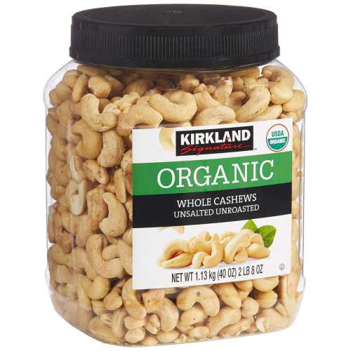 KIRKLAND SIGNATURE ORGANIC UNSALTED CASHEWS