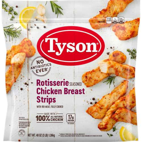 TYSON ROTISSERIE SEASONED UNBREADED CHICKEN STRIPS