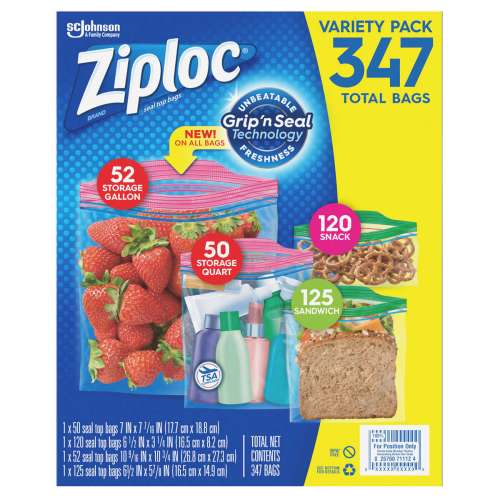 ZIPLOC VARIETY PACK GAL, QT, SNDWCH, SNACK 